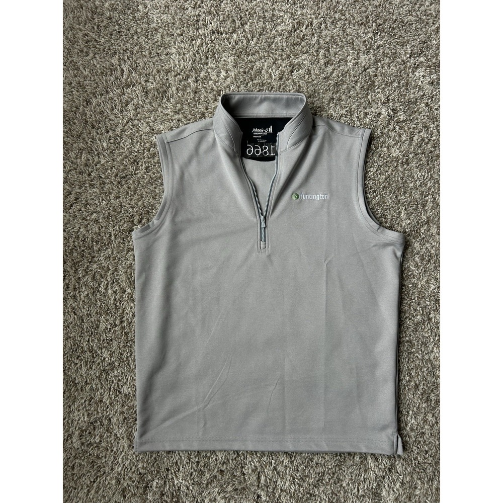 johnnie-O Daves 1/4 Zip Performance Vest Quarry Gray Mens Medium Golf Stretch